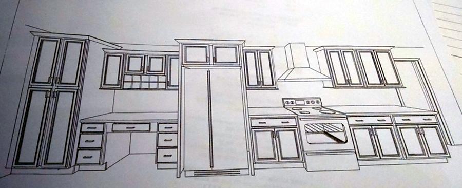 Cabinet elevation drawing for the kitchen